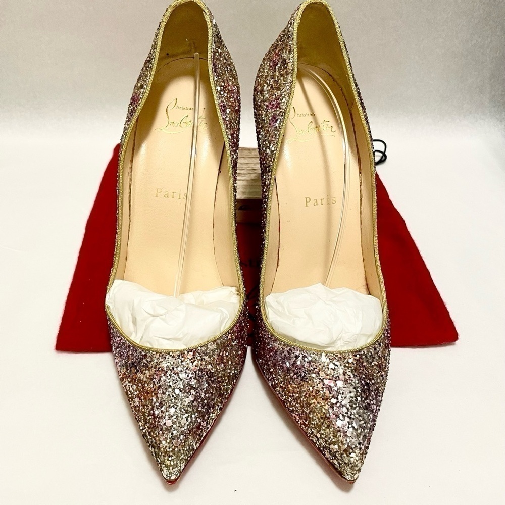 Christian Louboutin Pigalle Follies 100mm. Multi glitter speccio EU 40